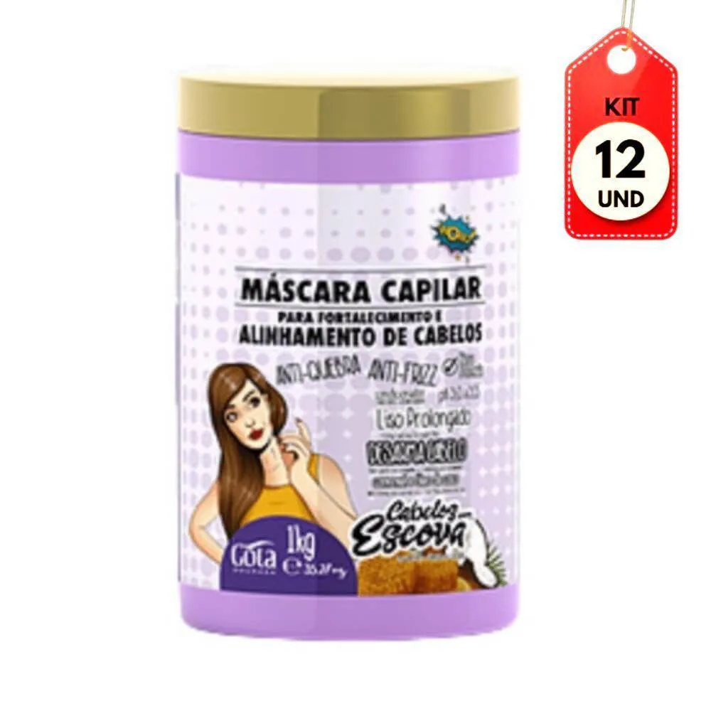 KIT C-12 GOTA DOURADA ESCOVA MáSCARA CAPILAR 1KG