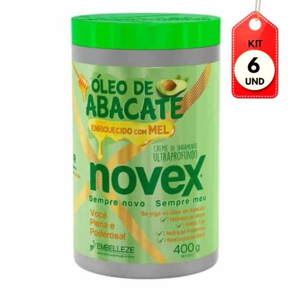 KIT C/06 NOVEX óLEO DE ABACATE CREME DE TRATAMENTO 400G