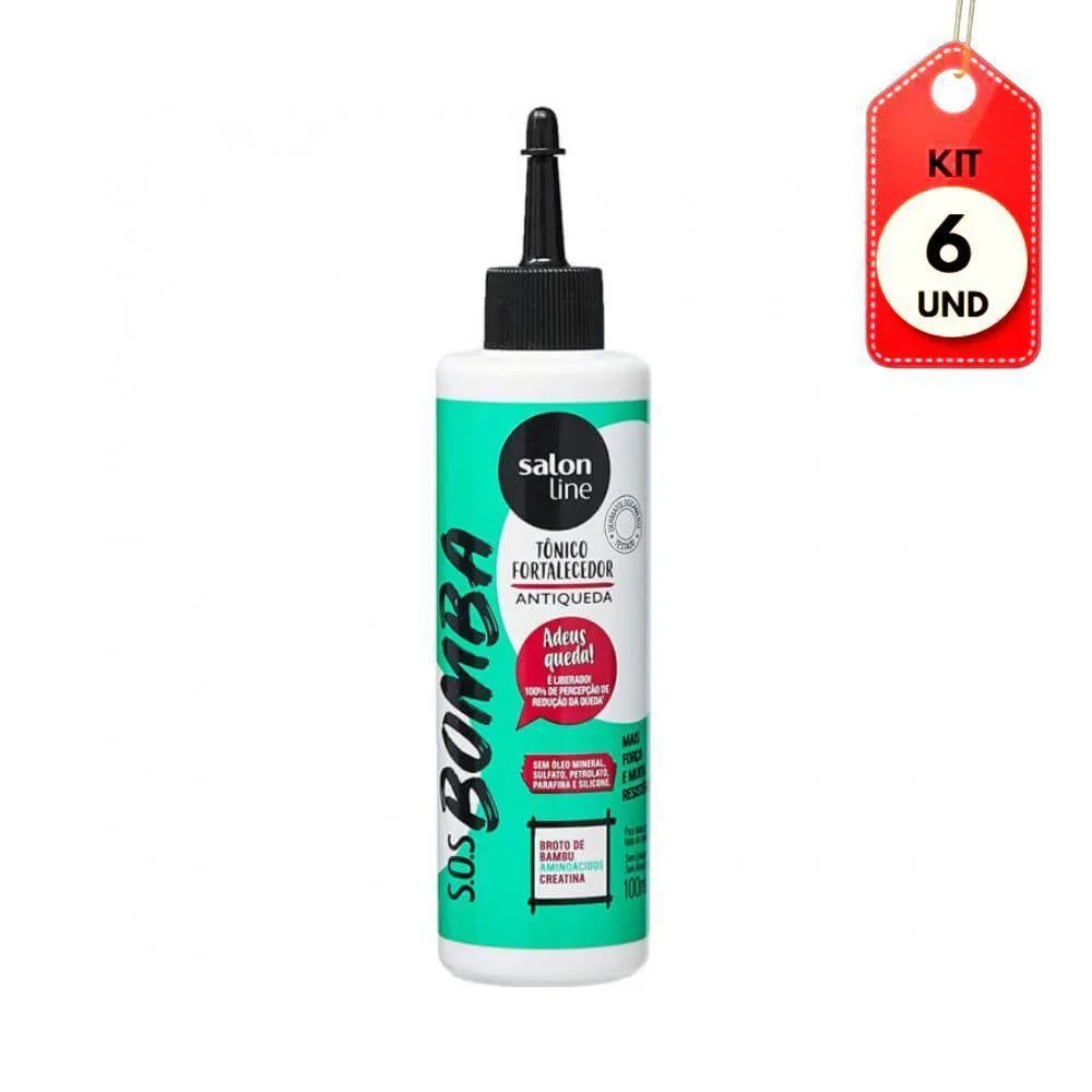 KIT C/06 SALON LINE SOS BOMBA ANTIQUEDA TôNICO FORTALECEDOR 100ML