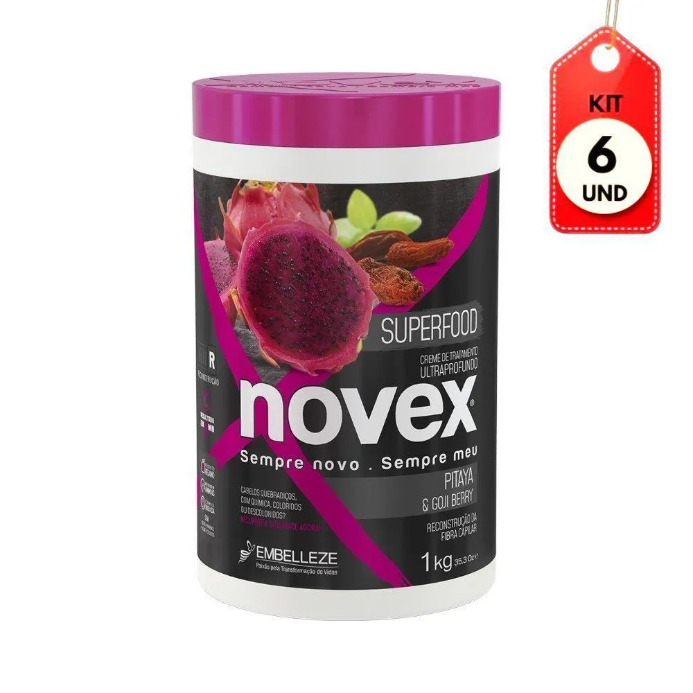 KIT C/06 NOVEX PITAYA CREME DE TRATAMENTO 1KG