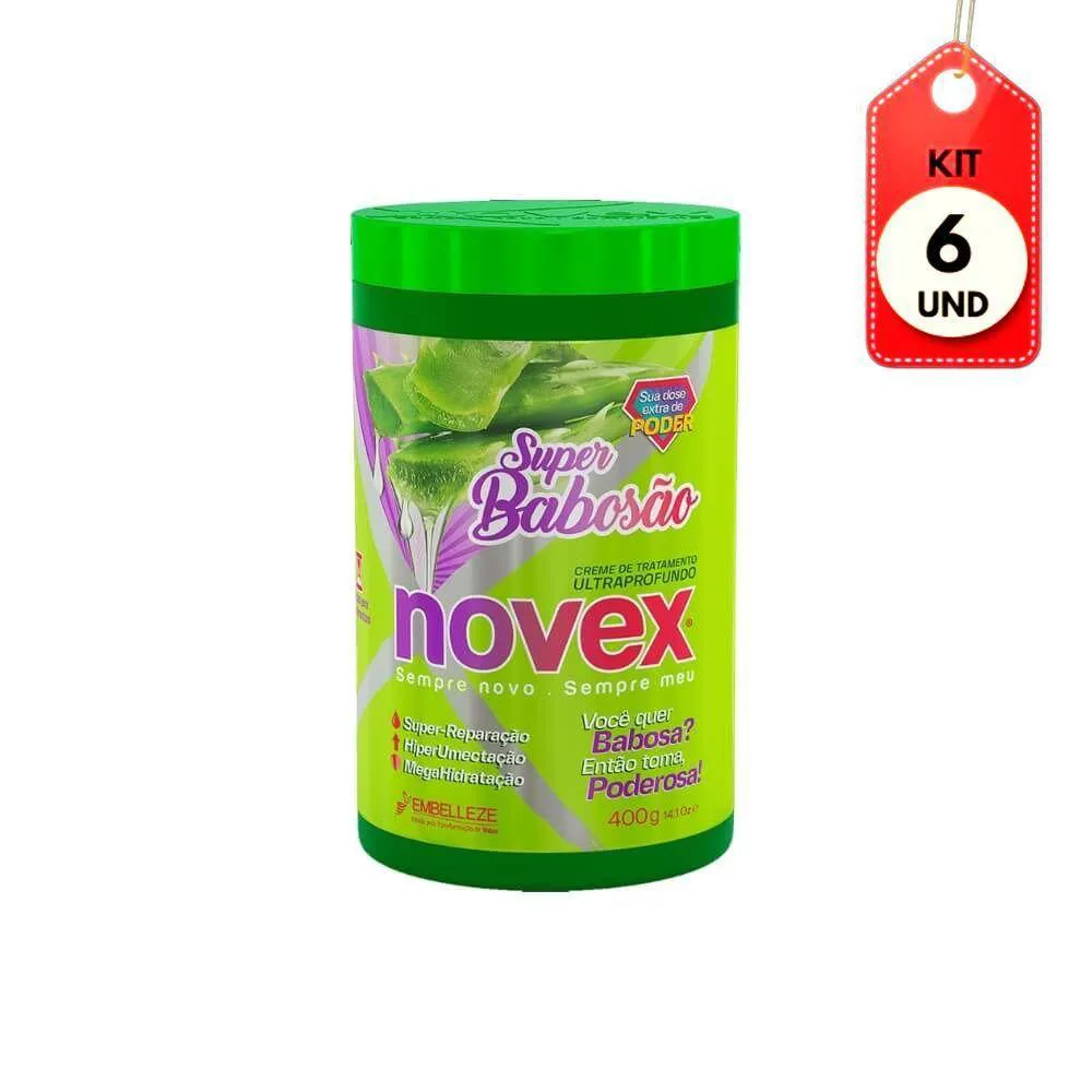 KIT C/06 NOVEX SUPER BABOSãO CREME DE TRATAMENTO 400G
