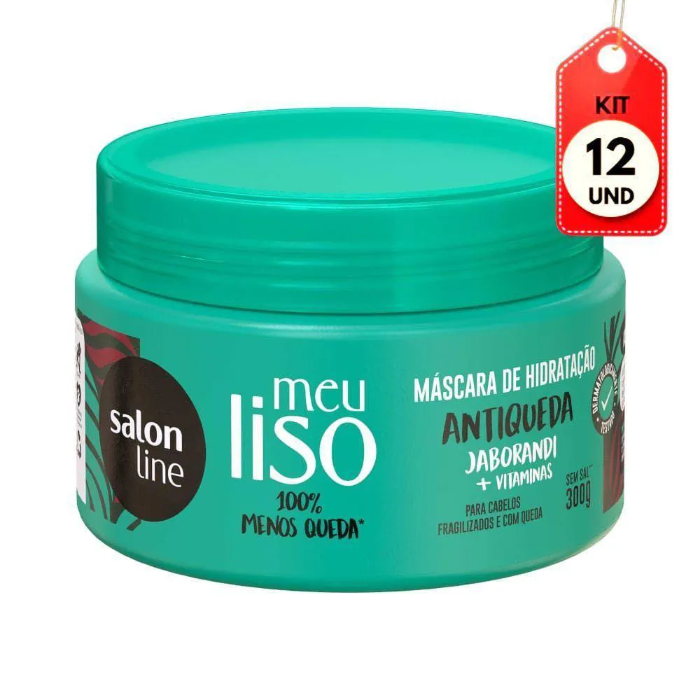 KIT C/12 SALON LINE MEU LISO ANTIQUEDA JABORANDI MáSCARA 300G