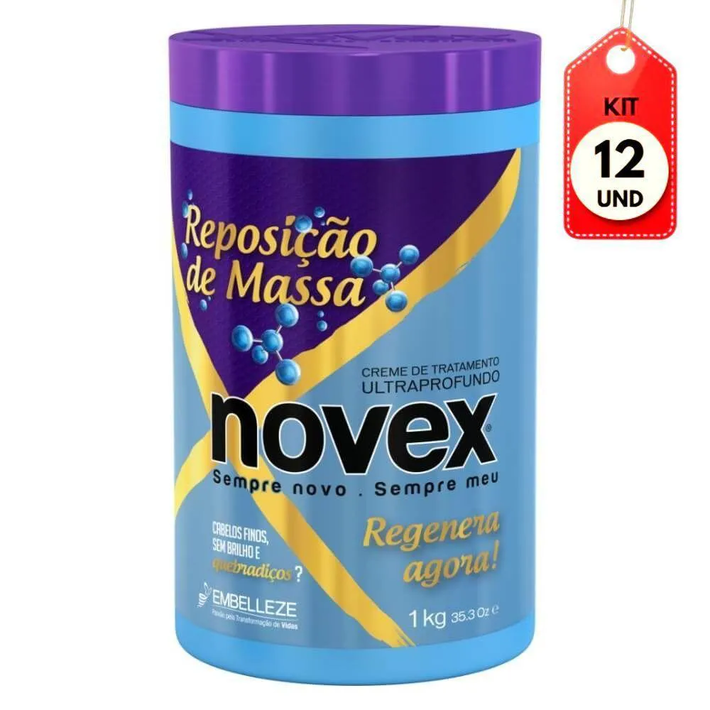 KIT C/12 NOVEX REPOSITOR DE MASSA CREME DE TRATAMENTO 1KG