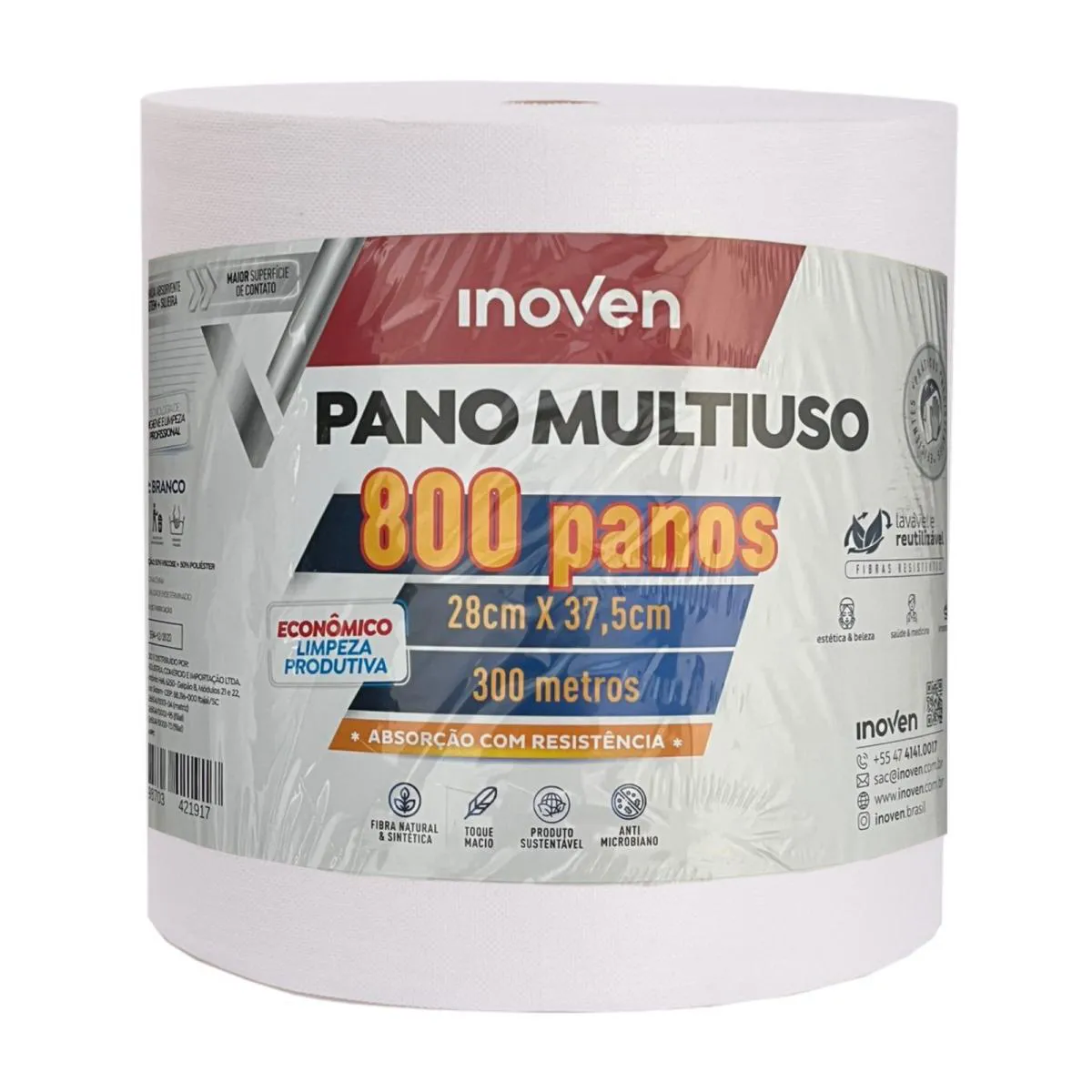 INOVEN - ROLO 28X300M BRANCO (800 FOLHAS)