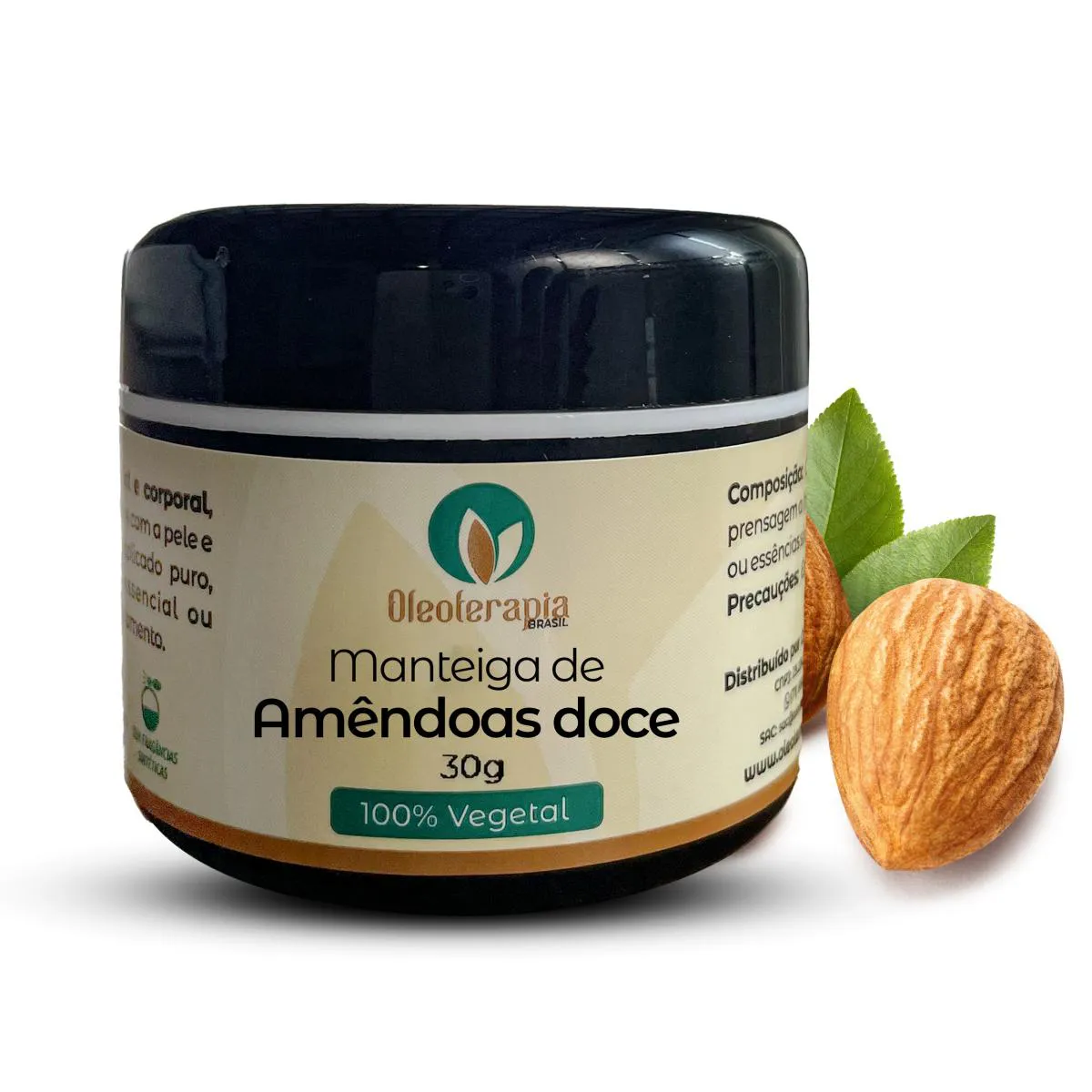 MANTEIGA DE AMêNDOAS DOCE PURA E 100% NATURAL USO CAPILAR E CORPORAL - 30G