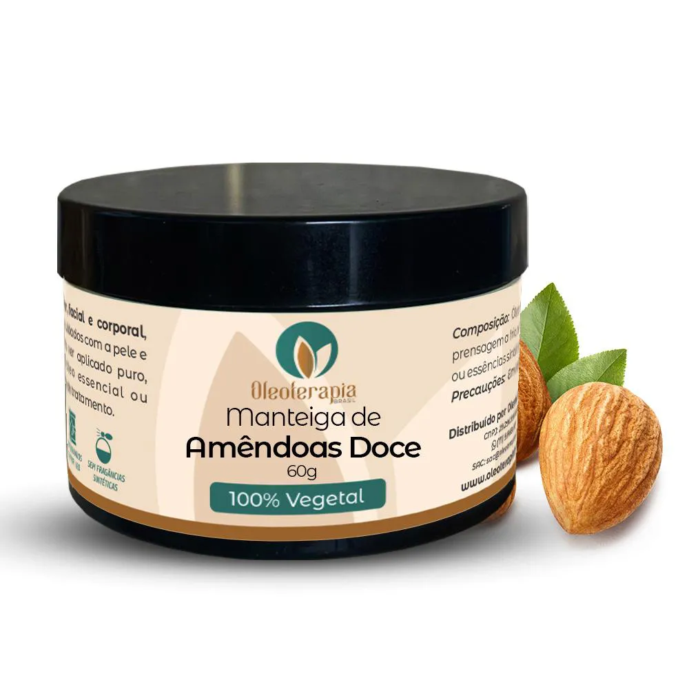 MANTEIGA DE AMêNDOAS DOCE PURA E 100% NATURAL USO CAPILAR E CORPORAL - 60G