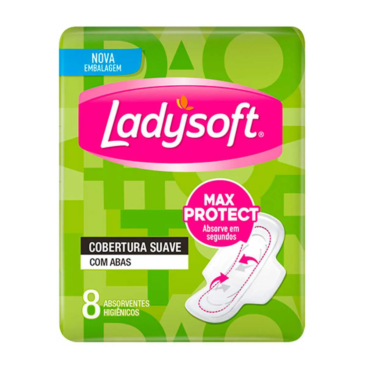 Absorvente Ladysoft Cobertura Suave com Abas 8 unidades