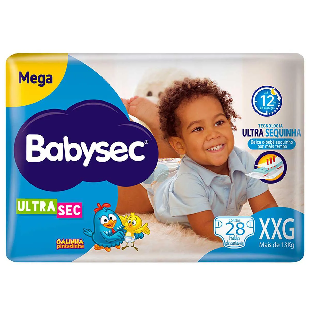 Fralda Babysec Ultrasec Galinha Pintadinha Mega XXG 28 unidades