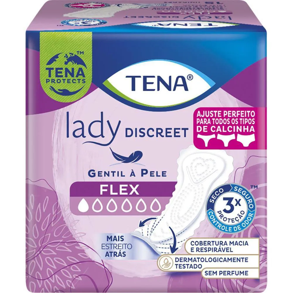 PROTETOR DIáRIO TENA LADY DISCREET FLEX 15 UNIDADES