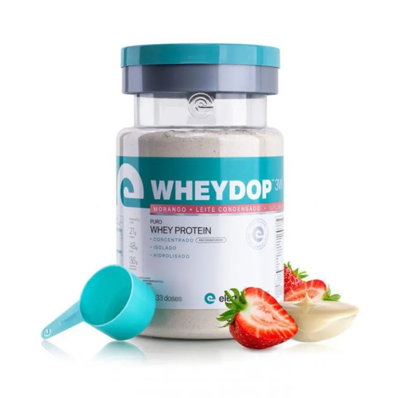 WHEYDOP 3W (900G) - SABOR: MORANGO C/ LEITE CONDENSADO