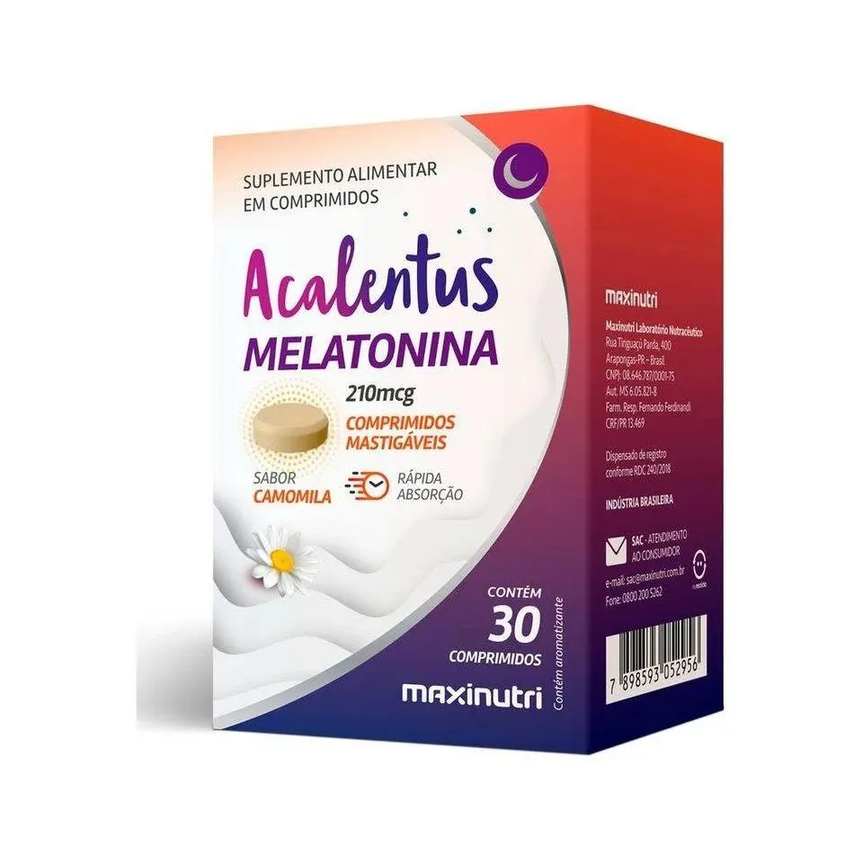 ACALENTUS MELATONINA COMPRIMIDOS MASTIGáVEIS (30 COMP) - SABOR: CAMOMILA