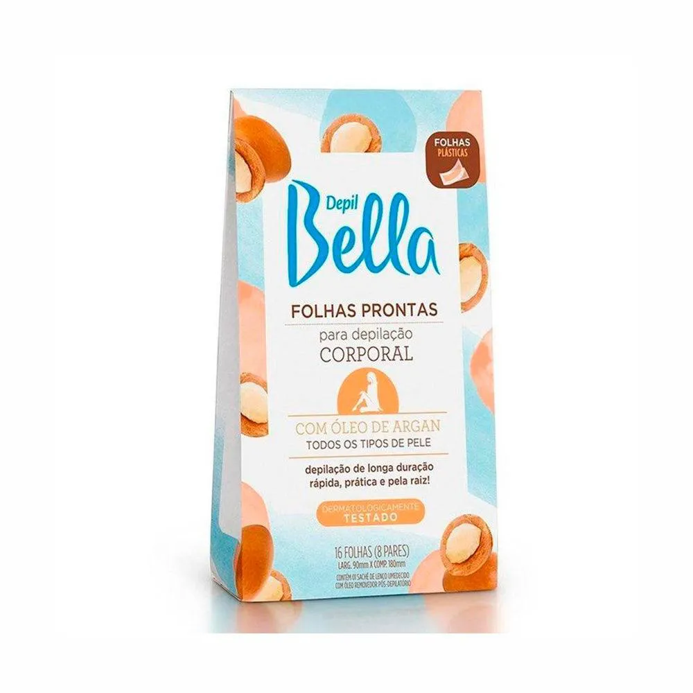 FOLHAS PRONTAS PARA DEPILAçãO CORPORAL DEPIL BELLA ARGAN 16FLS