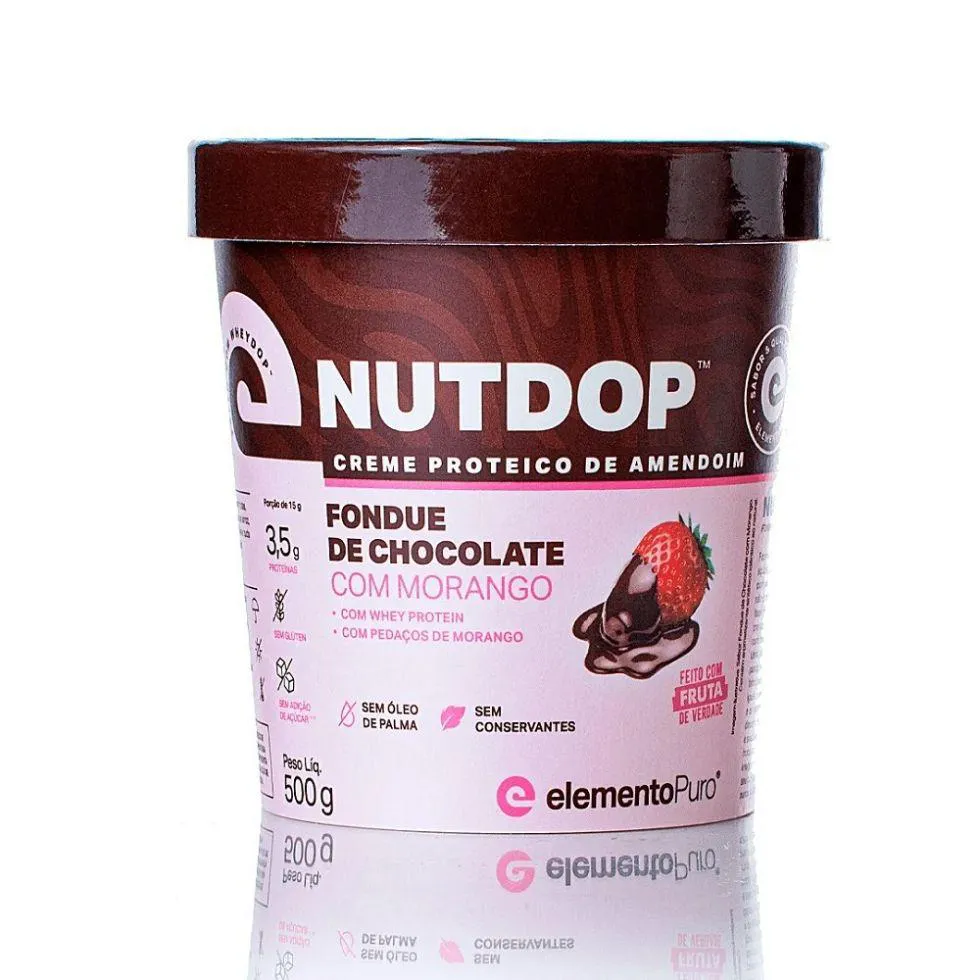 NUTDOP CREME DE AMENDOIM (500G) - SABOR: FONDUE DE CHOC. COM MORANGO