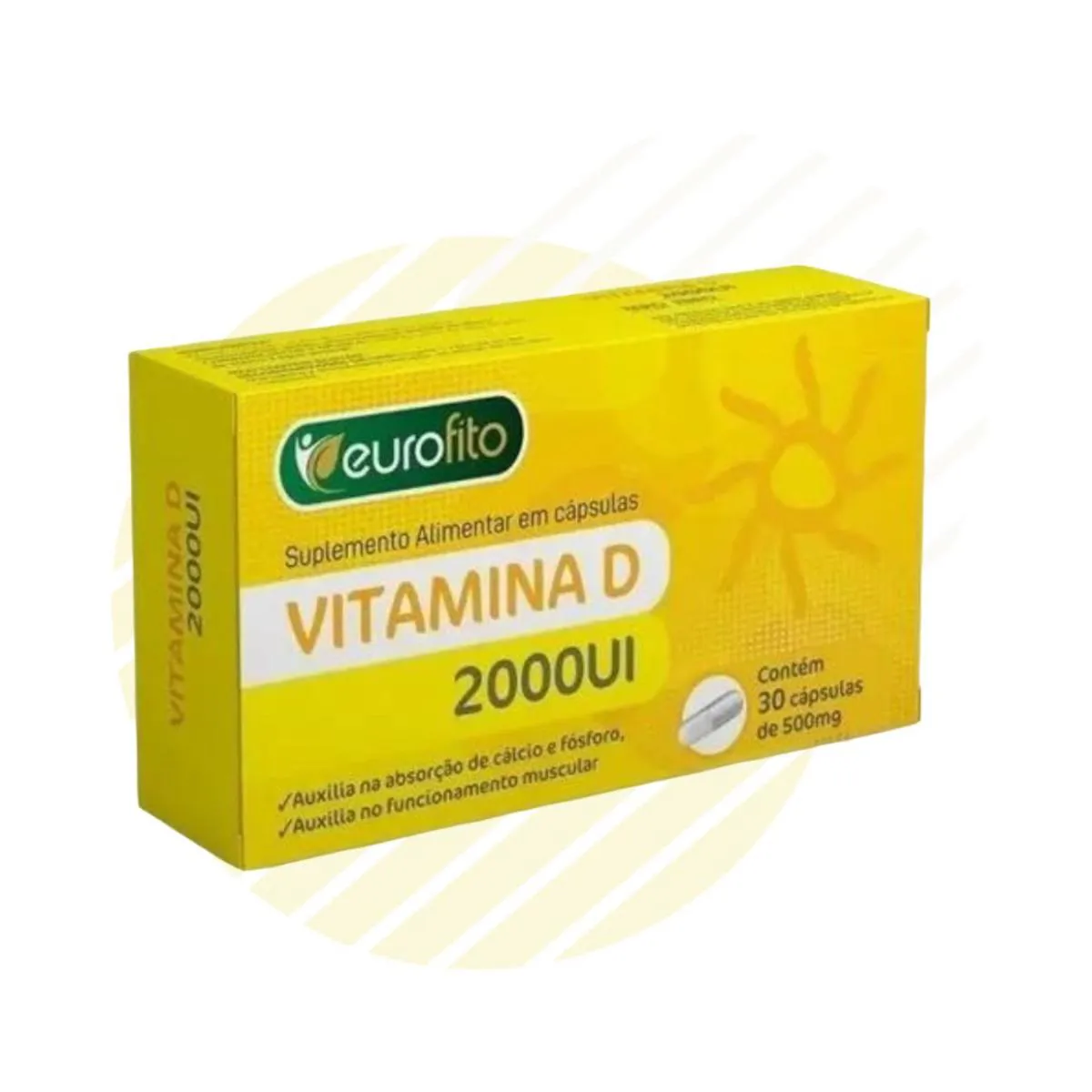 VITAMINA D 2000UI 30 CáPSULAS DE 500MG EUROFITO REF 49785 SEM Sabor