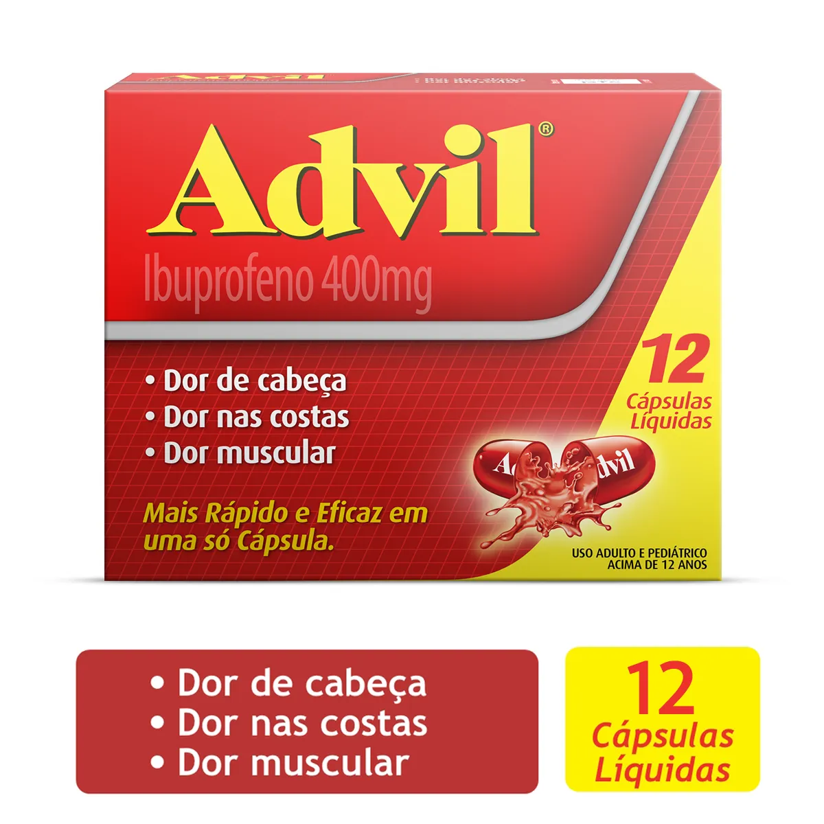 Advil Ibuprofeno 400mg 12 cápsulas