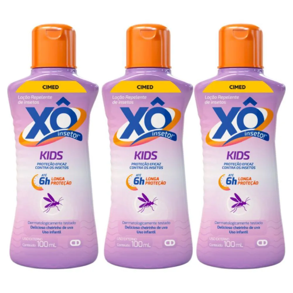 KIT LOçãO REPELENTE DE INSETOS CIMED Xô INSETO KIDS COM 3 100ML