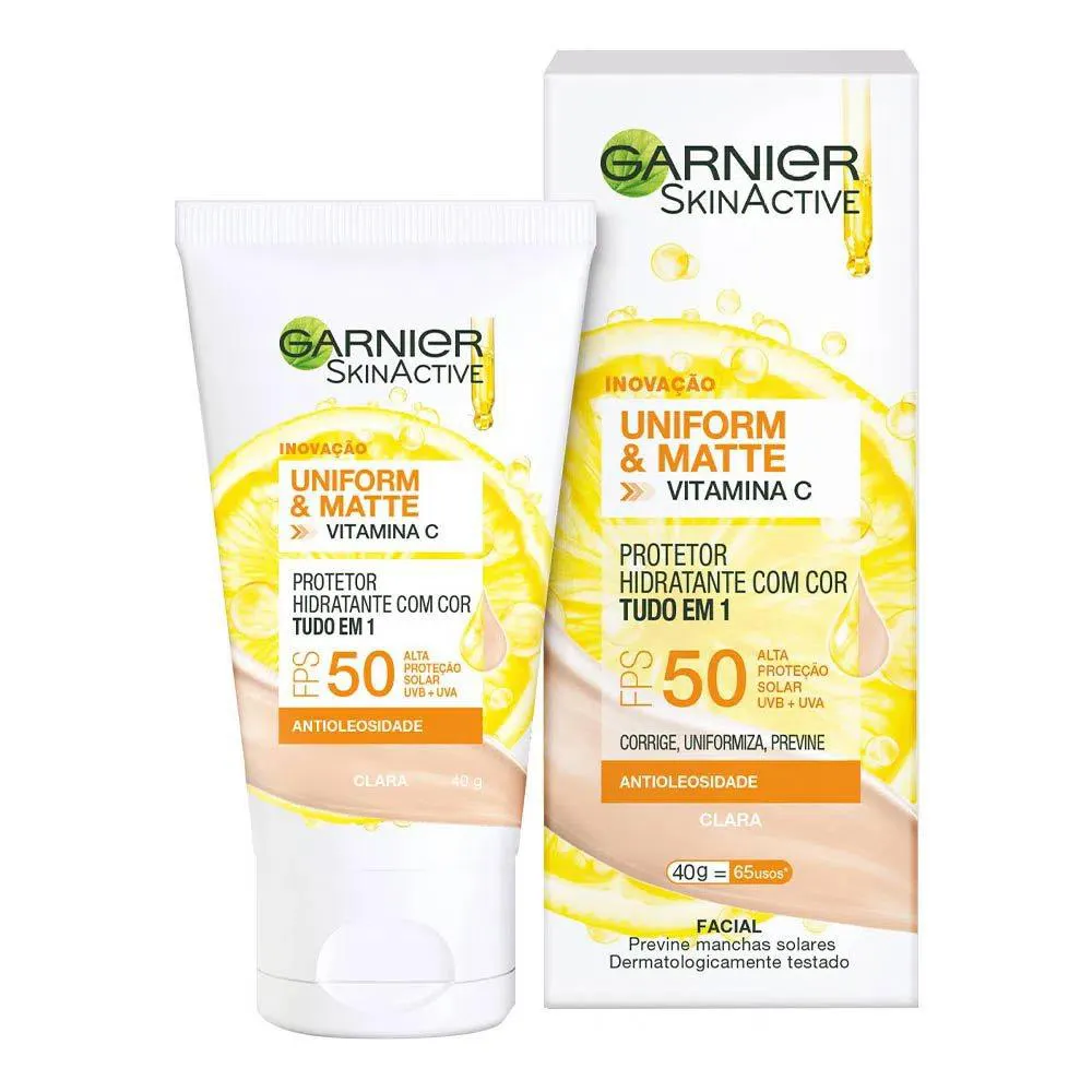 PROTETOR FACIAL HIDRATANTE UNIFORM & MATTE CLARA FPS50 GARNIER 40G
