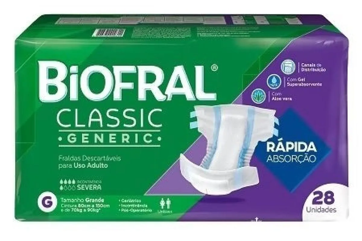 FRALDA ADULTO BIOFRAL CLASSIC MEGA G 28 UNIDADES