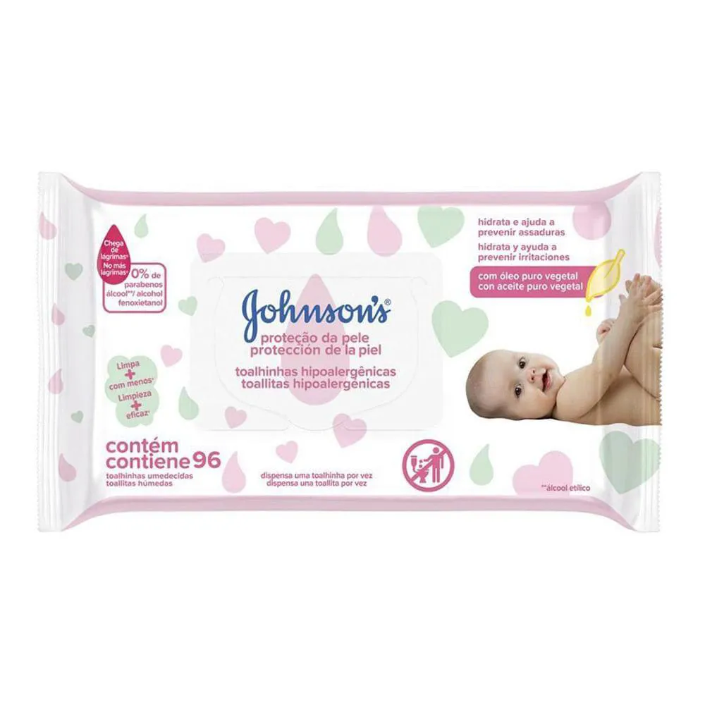 Lenço Umedecido Johnson's Baby Extra Cuidados 96 Unidades