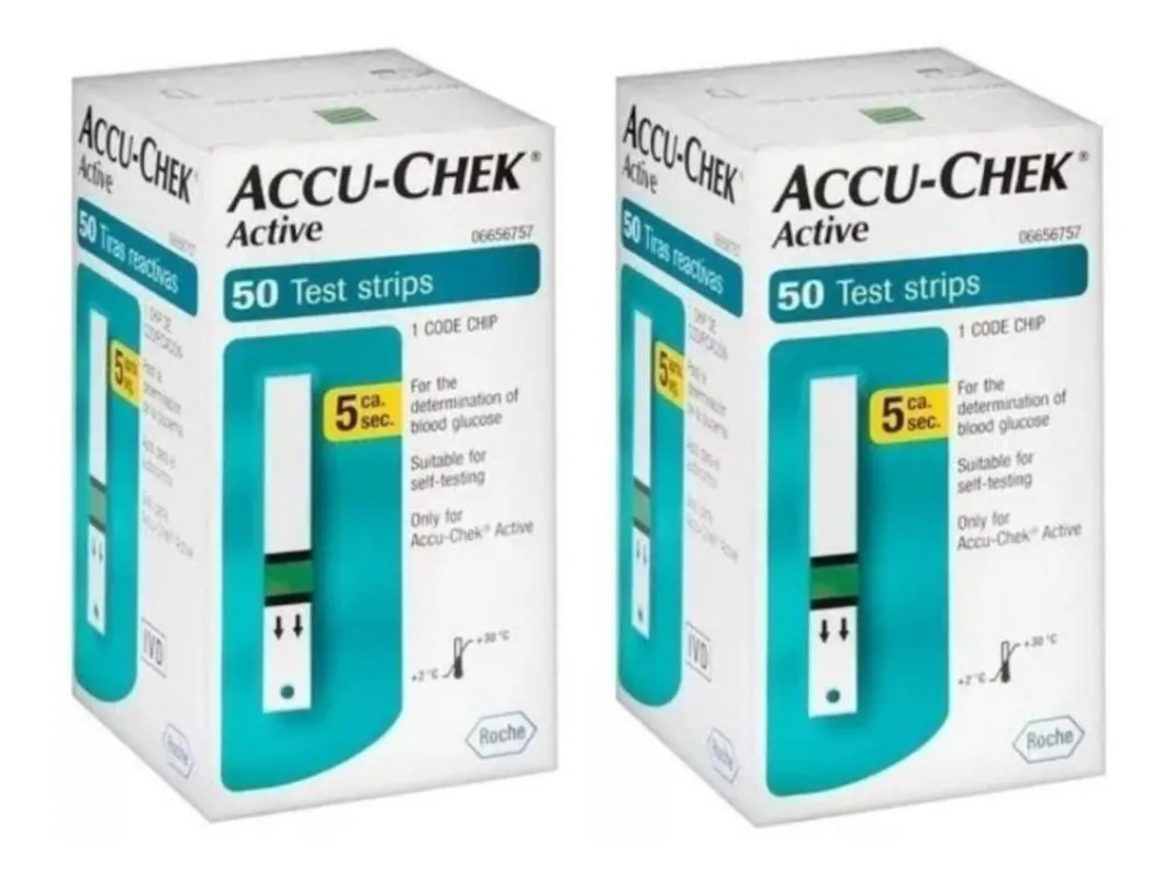 KIT 2X TIRAS ACCU CHEK ACTIVE COM 50 UNIDADES - ROCHE