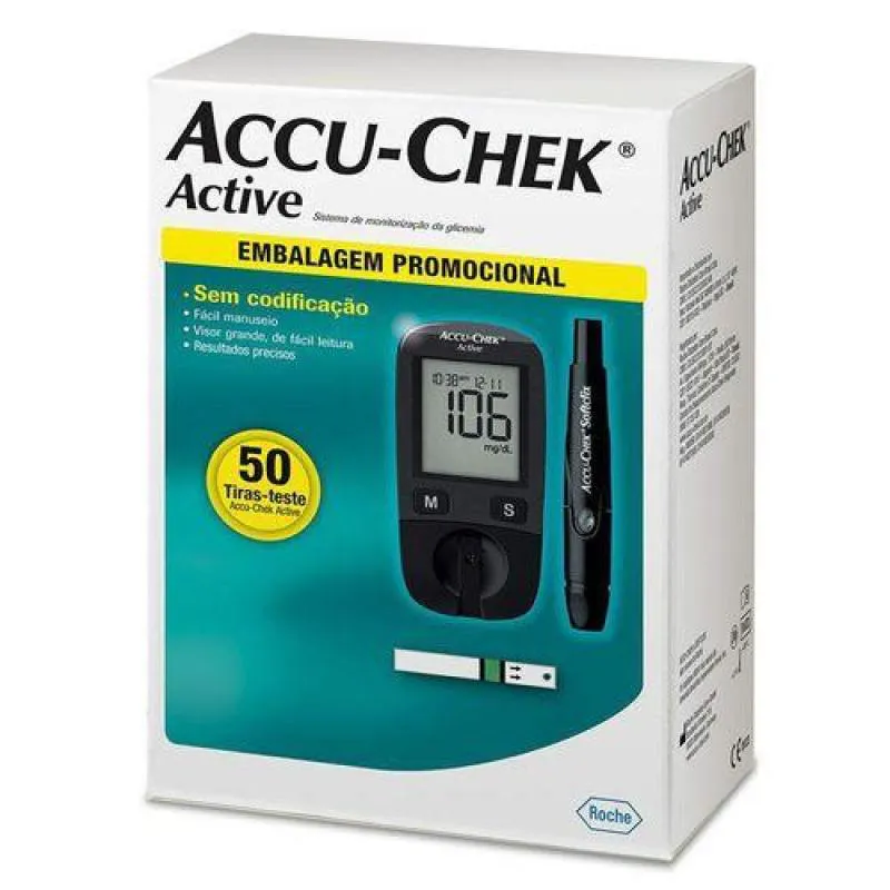 ACCU CHEK ACTIVE KIT MONITOR + LANCETADOR + 50TIRAS ROCHE