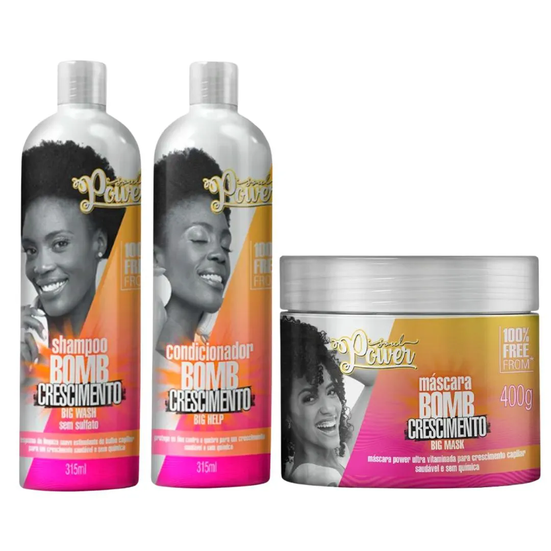 KIT SOUL POWER  BOMB CRESCIMENTO SHAMPOO COND MASCARA