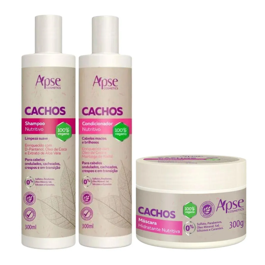 KIT APSE CACHOS SHAMPOO + CONDICIONADOR + MASCARA 300G