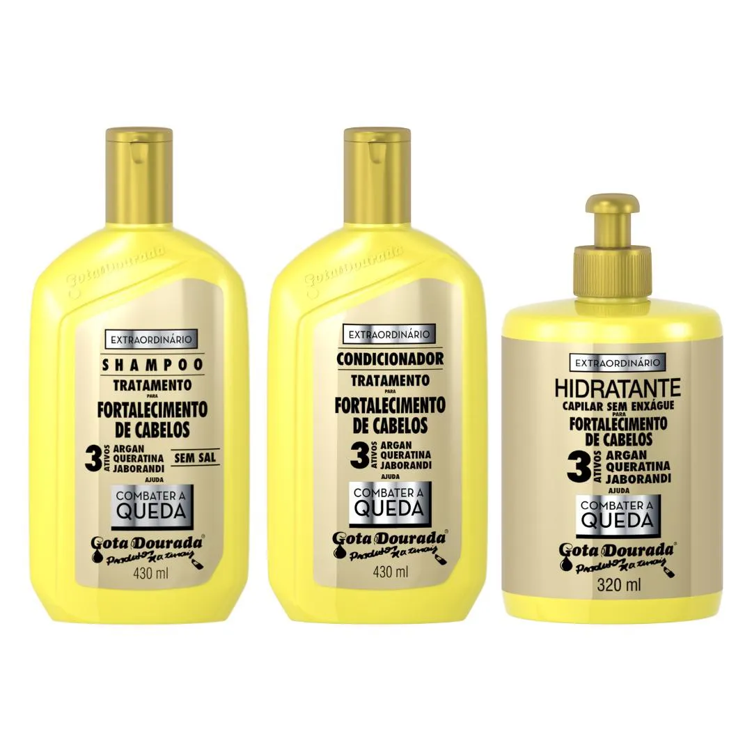 KIT GOTA FORTALECIMENTO EXTRAORDIONARIO SHAMPOO COND CREME