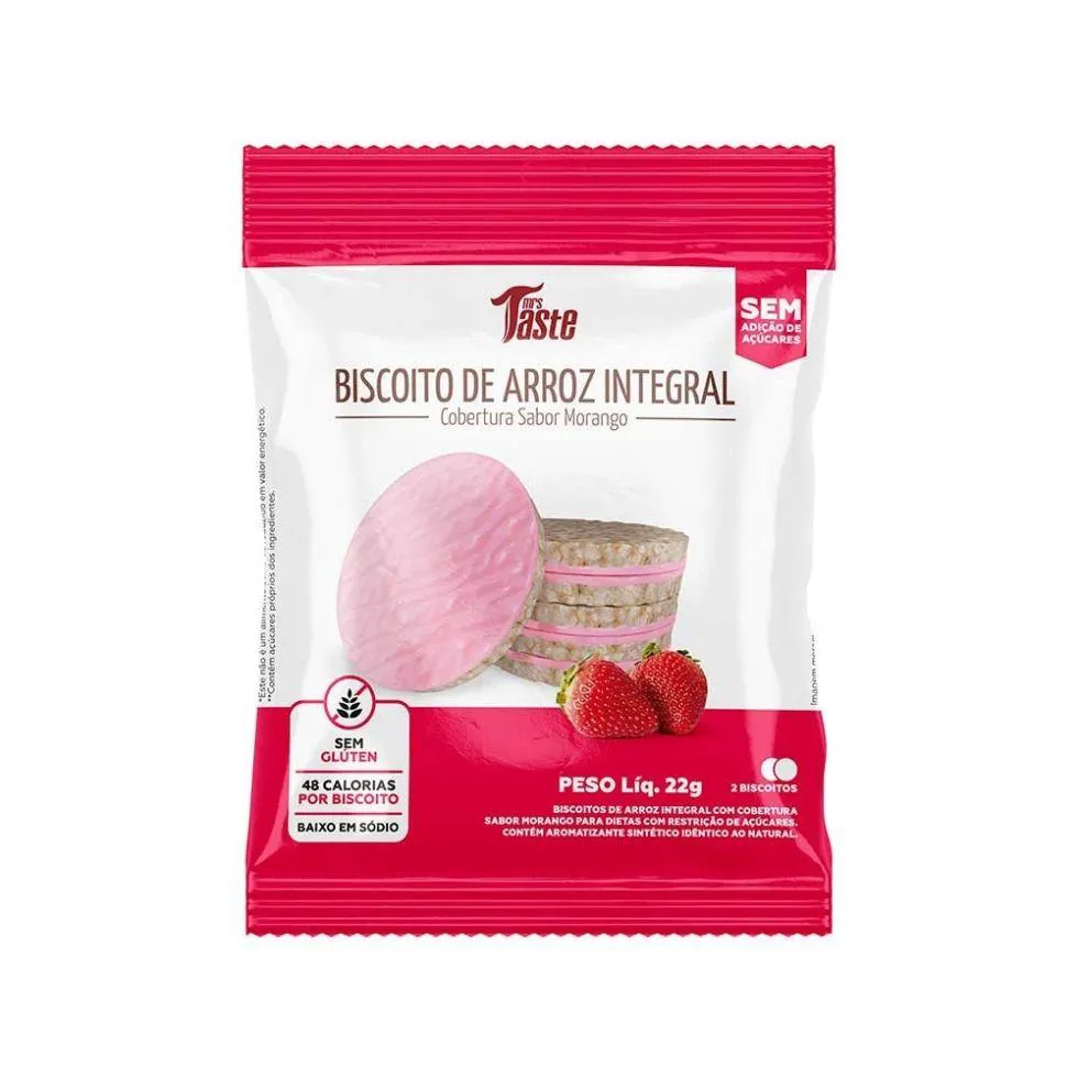 BISCOITO DE ARROZ (22G) - SABOR: MORANGO