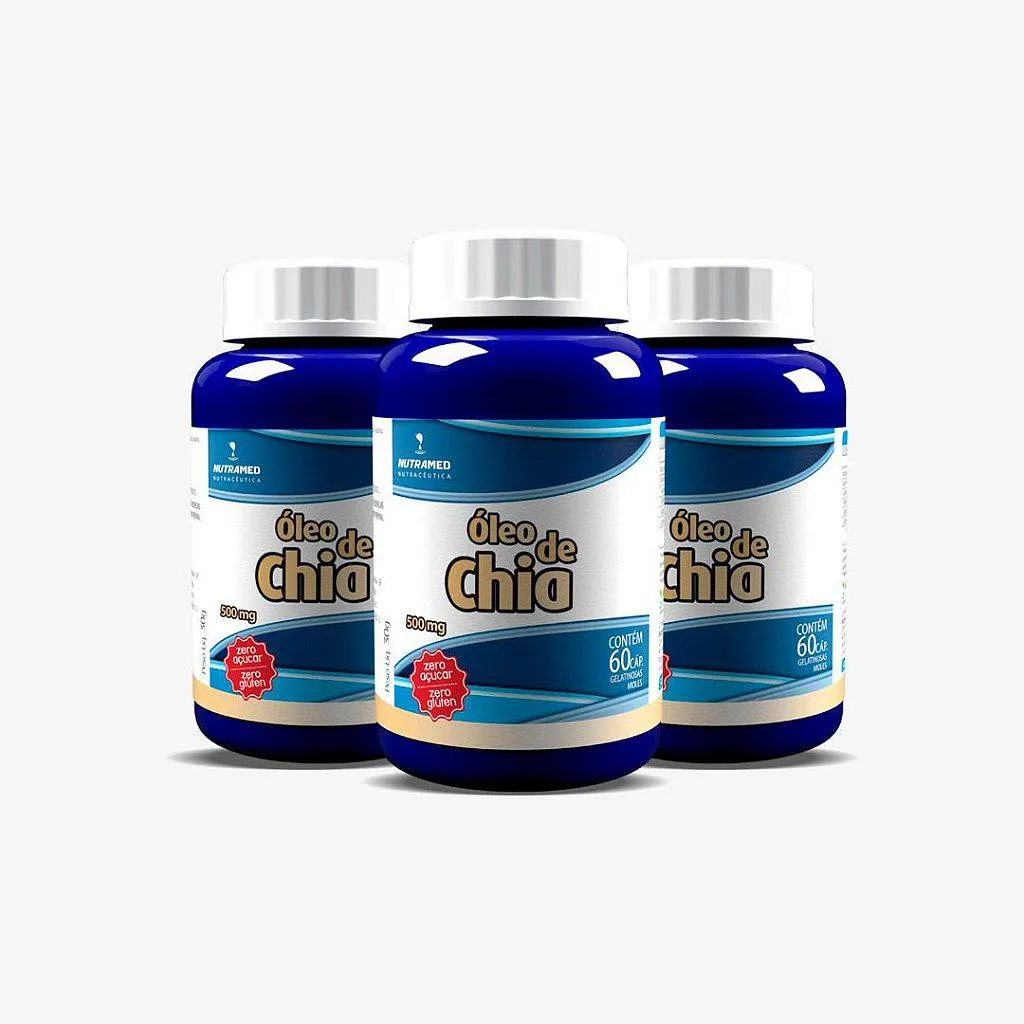ÓLEO DE CHIA - 60 CáPSULAS - KIT 3 UNIDADES