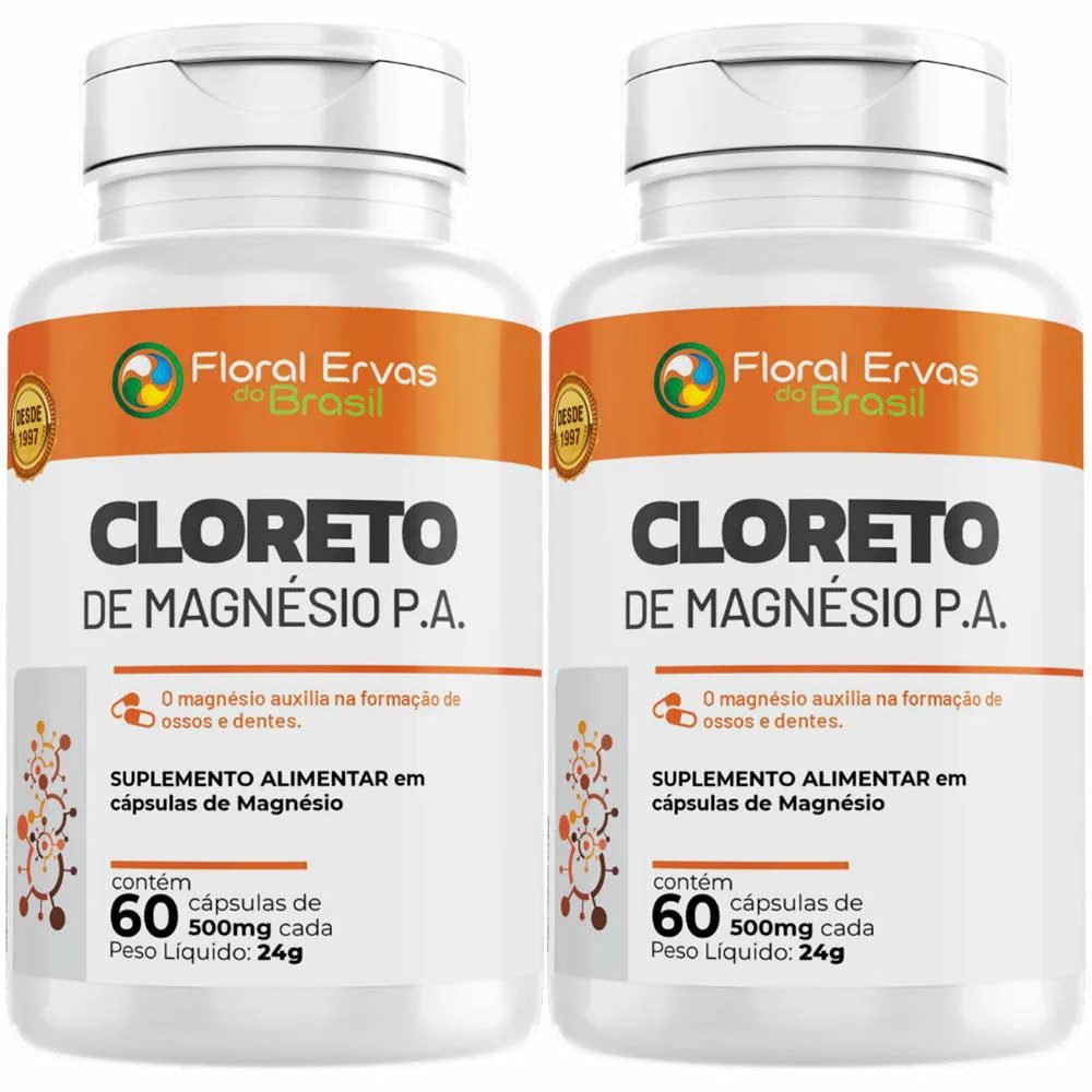 KIT 2X CLORETO DE MAGNéSIO P.A - (60 CAPSULAS CADA) - FLORAL ERVAS DO BRASIL