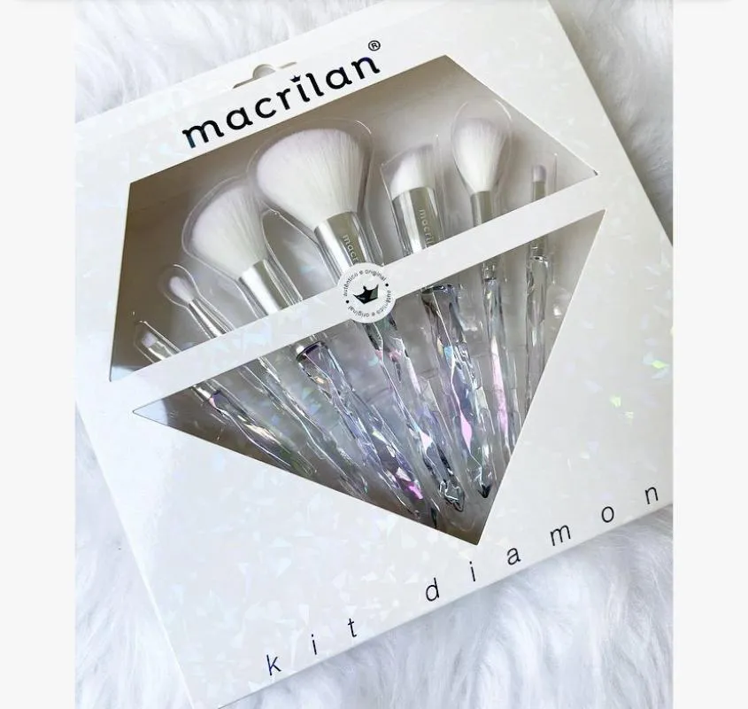 KIT DE 7 PINCEIS PROFISSIONAIS DIAMOND MACRILAN Branco