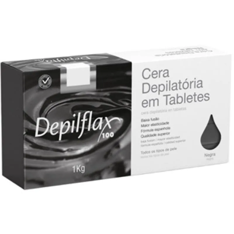 CERA QUENTE DEPILFLAX NEGRA DEPILAçãO CORPORAL E FACIAL 1KG