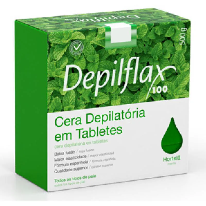 CERA DEPILATóRIA ELáSTICA DE HORTELã DEPILFLAX DEPILAçãO FACIAL CORPORAL 500G