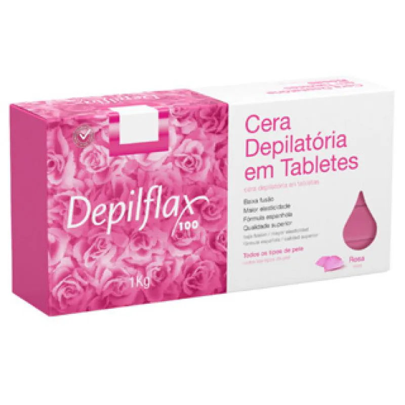 CERA QUENTE DEPILATóRIA ROSA EM TABLETES CORPORAL FACIAL DEPILFLAX DEPILAçãO PROFISSIONAL 1KG