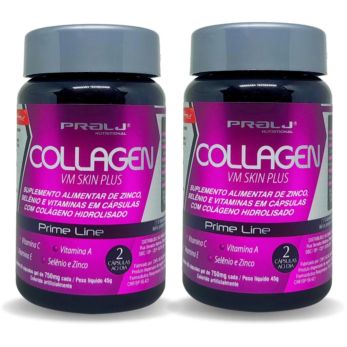 KIT 2 COLLAGEN VM SKIN PLUS 750MG 120 CÁPSULAS SOFTGEL PROLJ NUTRITIONAL | PEPTÍDEOS DE COLÁGENO HIDROLISADO | SAÚDE E ELASTICIDADE DA PELE