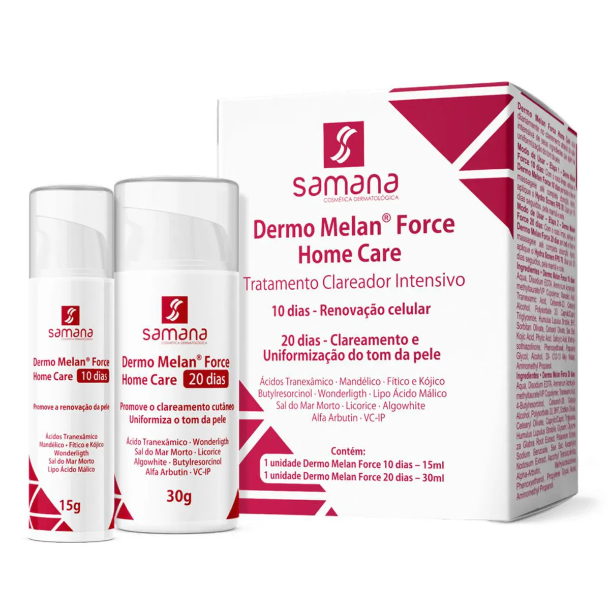 TRATAMENTO CLAREADOR DERMO MELAN FORCE HOME CARE - 10 DIAS (15G) + 20 DIAS (30G) SAMANA COSMéTICA