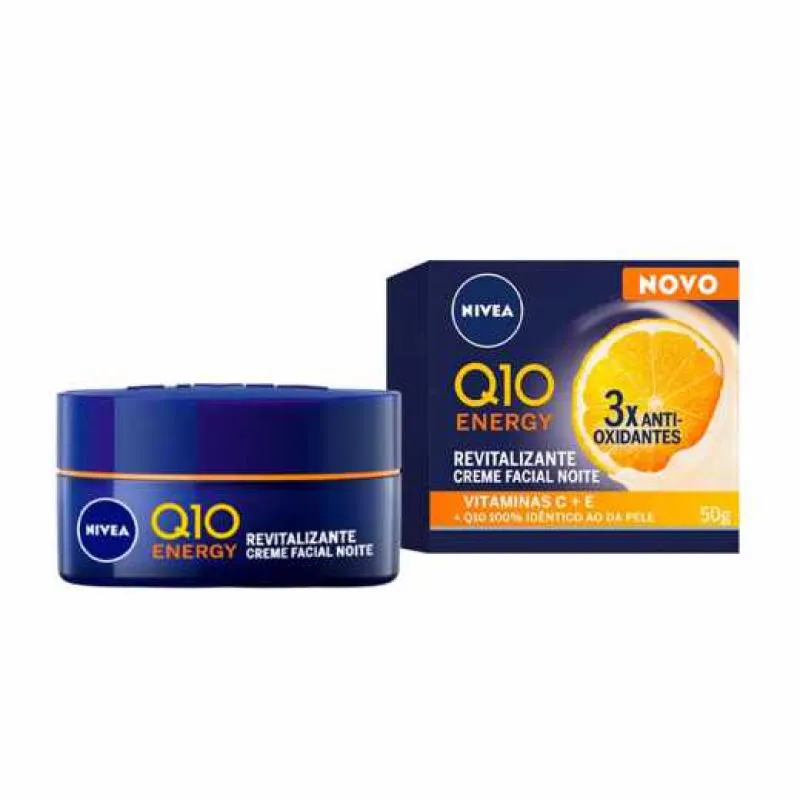 CREME FACIAL ANTISSINAIS NOITE NIVEA Q10 ENERGY VITAMINA C 50G