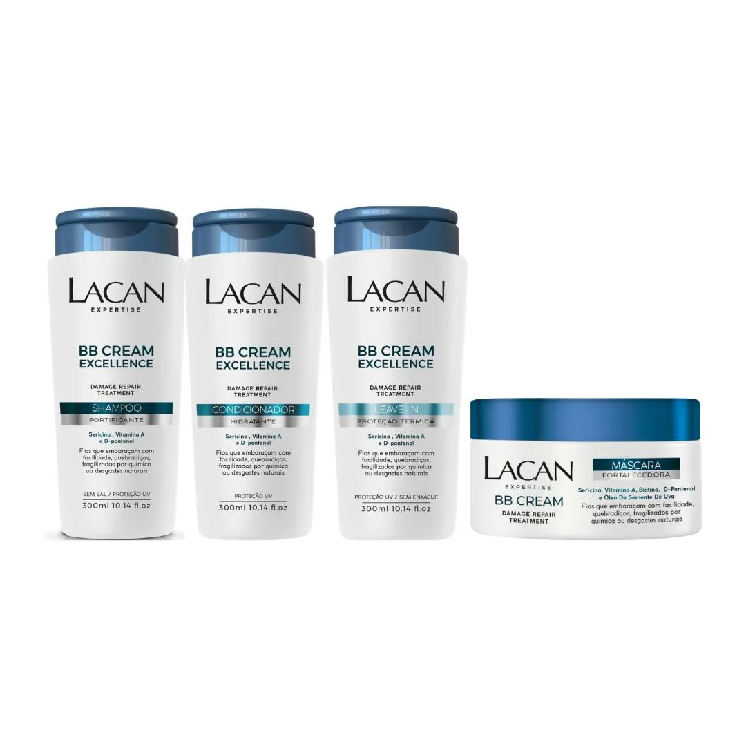KIT LACAN BB CREAM SHAMPOO CONDICIONADOR LEAVE-IN MASCARA