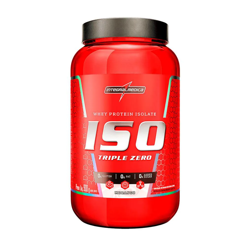 WHEY PROTEIN ISOLADO 900G TRIPLE ZERO MORANGO INTEGRALMéDICA
