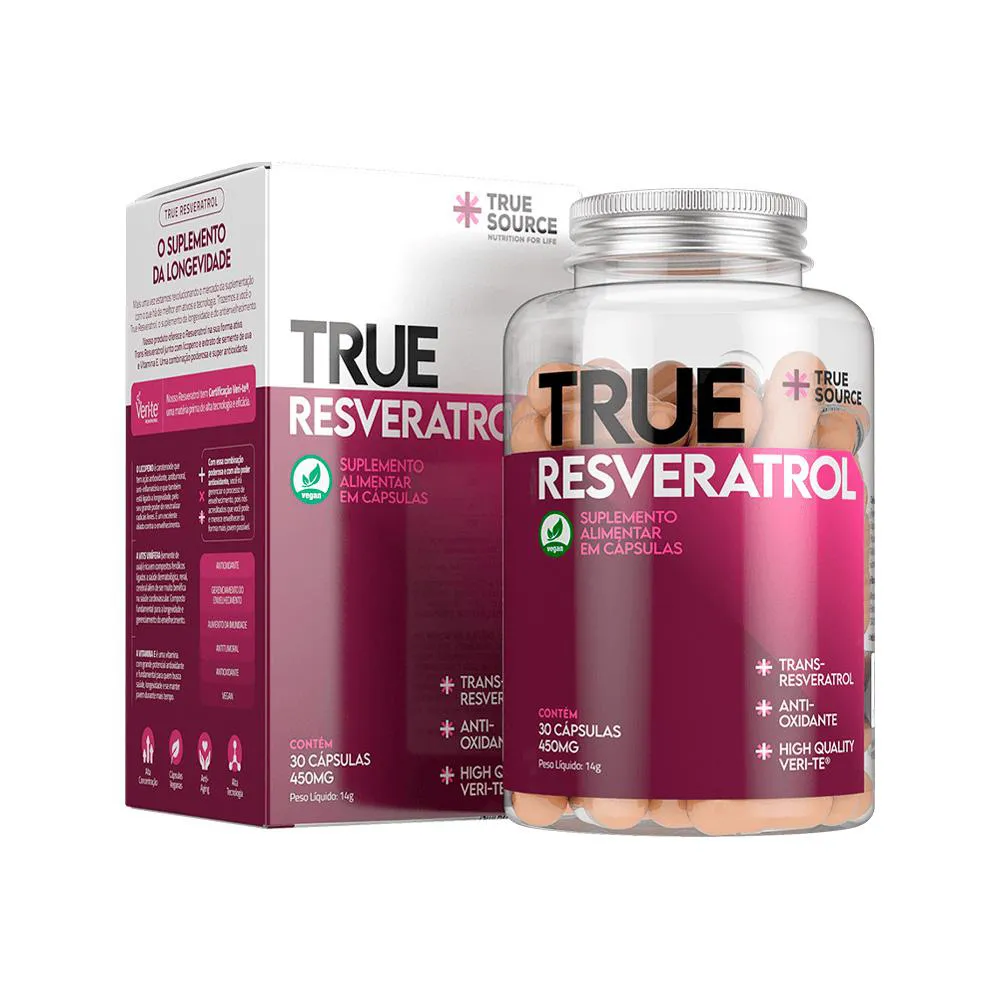 SUPLEMENTO ALIMENTAR TRUE RESVERATROL 450MG 30 CAPSULAS TRUE SOURCE