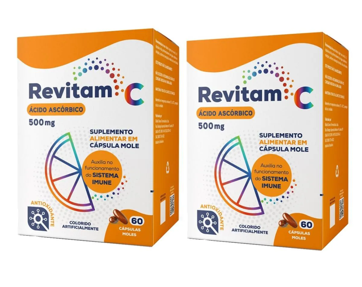 KIT 2 REVITAM VITAMINA C 500MG 60 CáPSULAS - BIOLAB