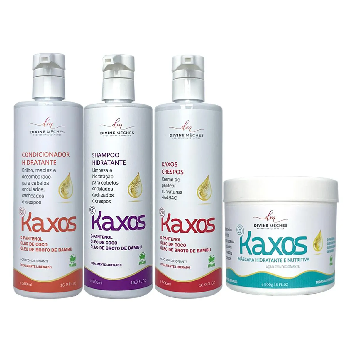 KIT DIVINE MèCHES KAXOS SHAMPOO CONDICIONADOR CREME CRESPOS MáSCARA