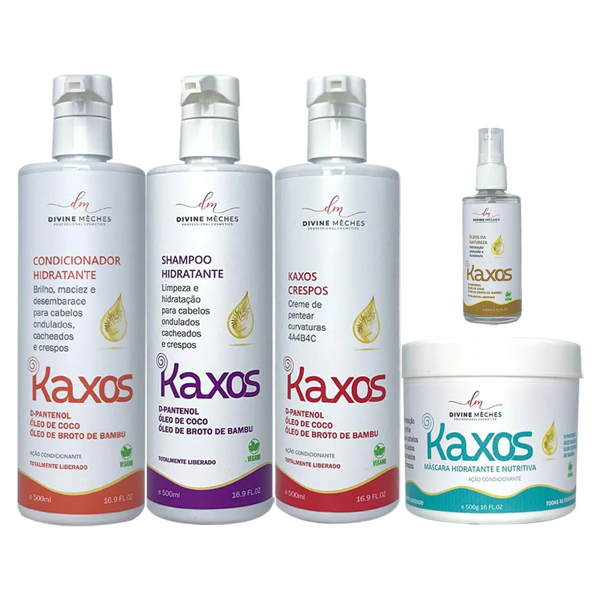 KIT DIVINE MèCHES KAXOS SHAMPOO CONDICIONADOR CREME CRESPOS ÓLEO MáSCARA