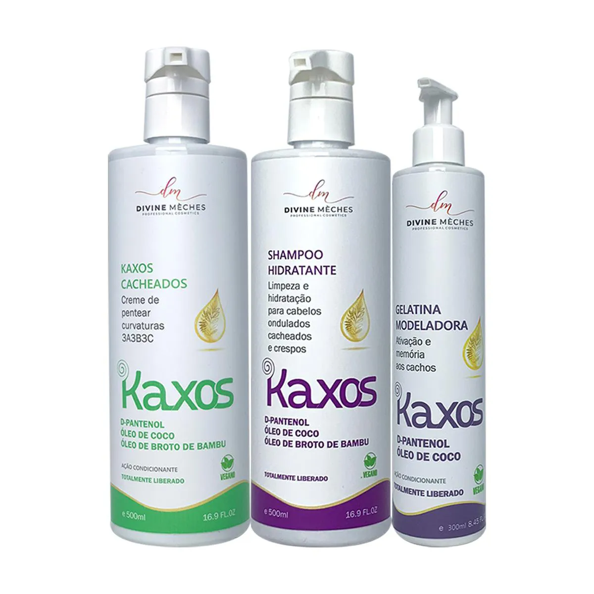KIT DIVINE MèCHES KAXOS SHAMPOO CREME P/ CACHEADOS GELATINA