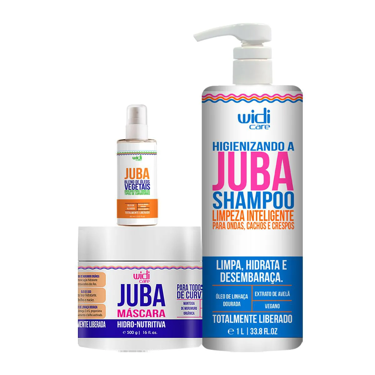 KIT WIDI CARE LINHA JUBA SHAMPOO 1L MáSCARA E BLEND