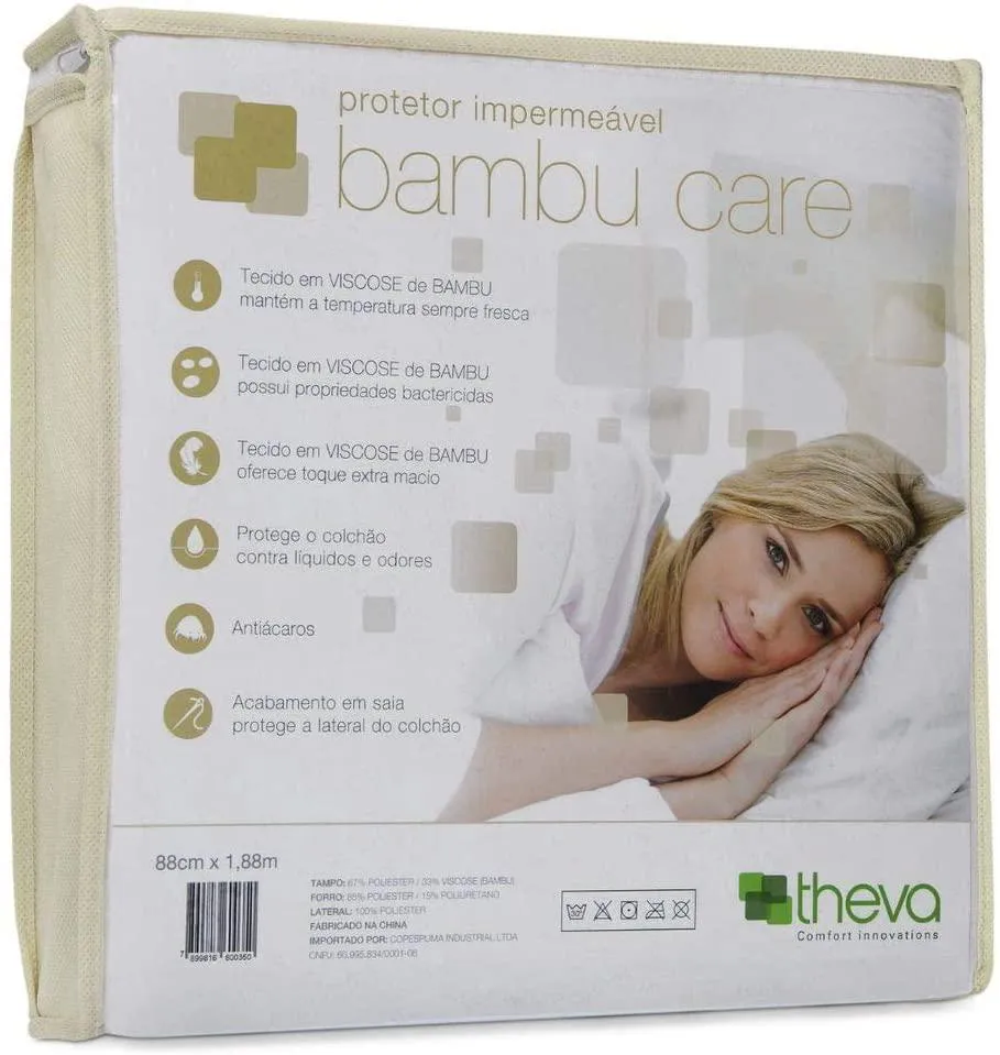 PROTETOR P/ COLCHãO EM VISCOSE BAMBU CARE SOLTEIRO 88X188 CM