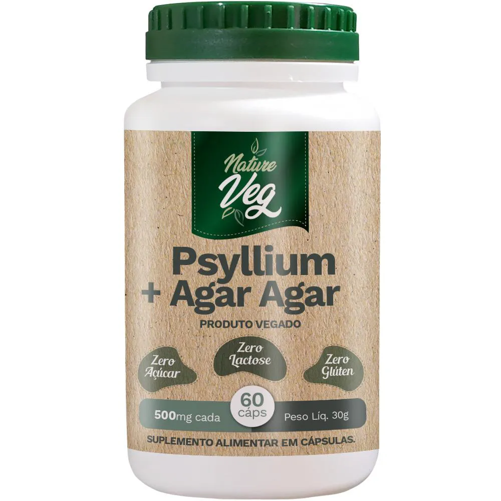 PSYLLIUM + AGAR AGAR (PRODUTO VEGANO) 60 CáPSULAS 500MG