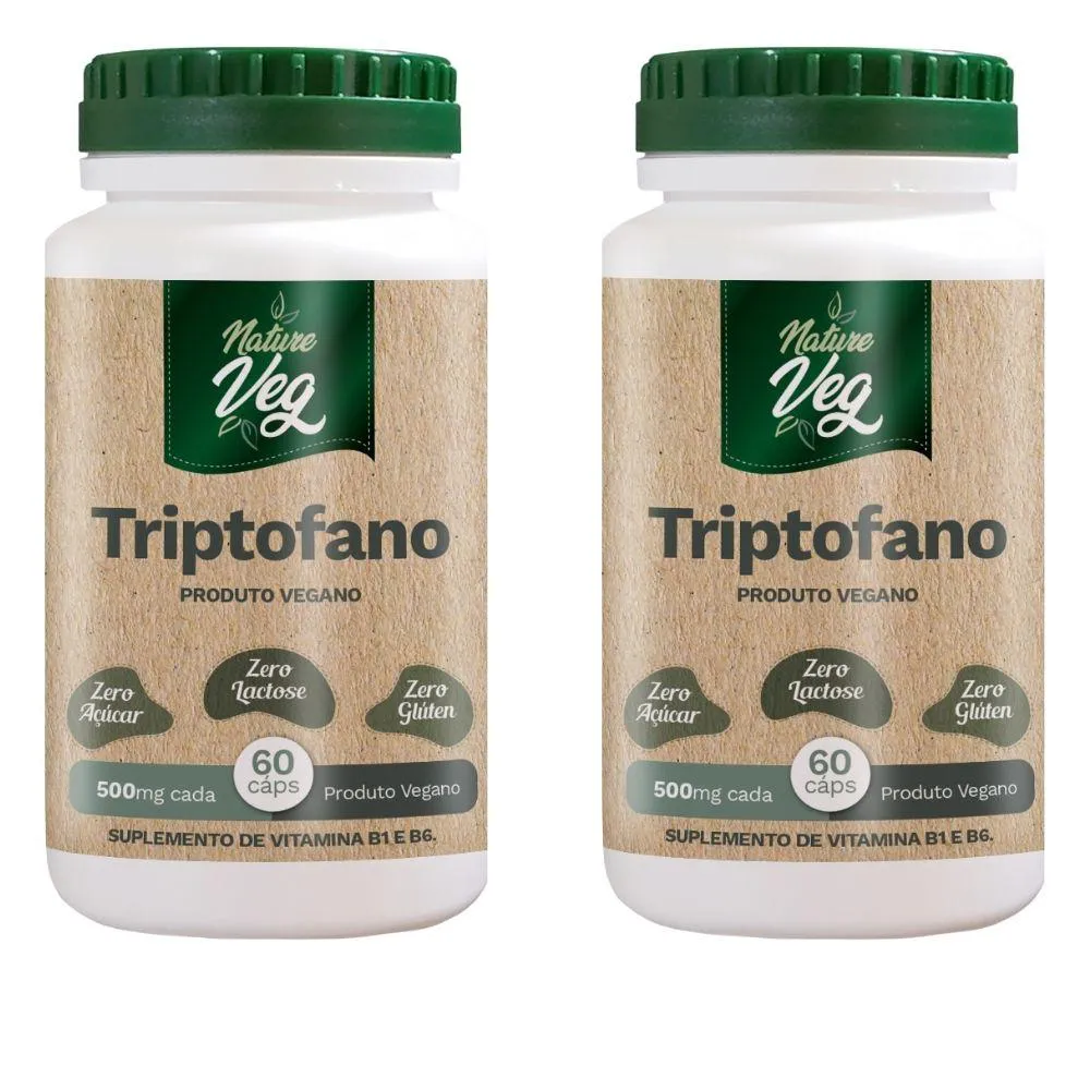 KIT 2 TRIPTOFANO (PRODUTO VEGANO) 60 CáPSULAS 500MG