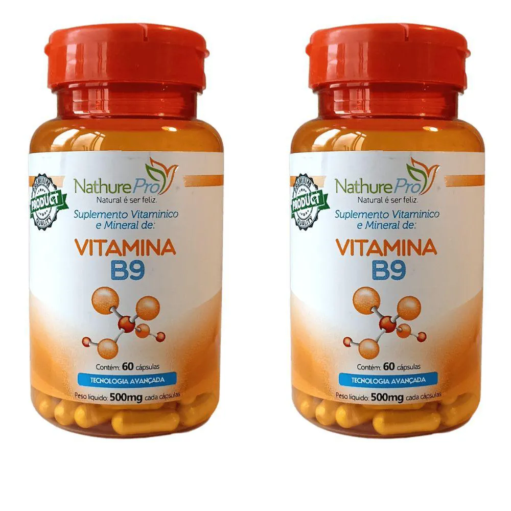 KIT 2 VITAMINA B9 60 CáPSULAS 500MG